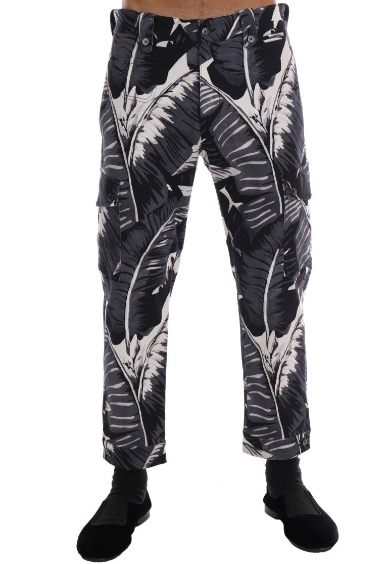 Gray Banana Leaf Cotton Pants Dolce & Gabbana