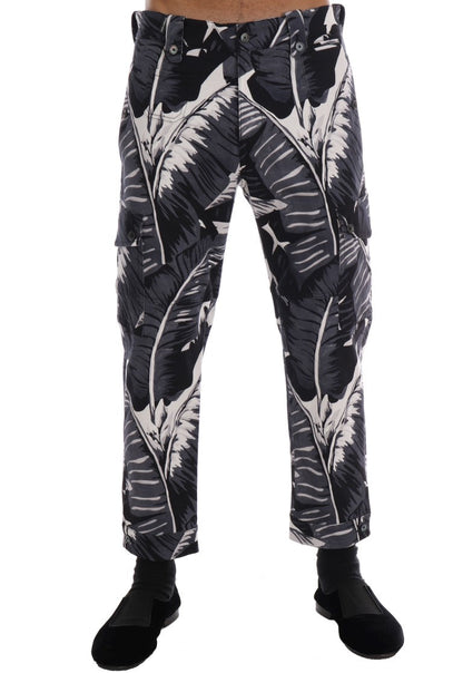 Gray Banana Leaf Cotton Pants Dolce & Gabbana