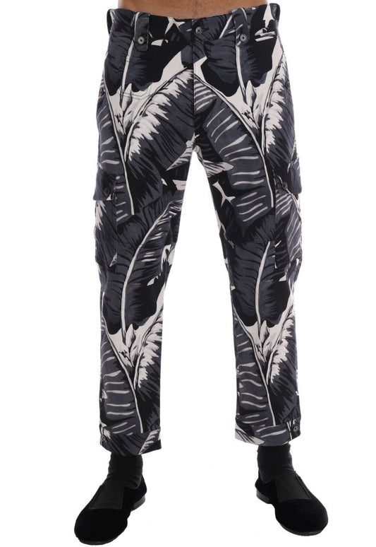 Gray Banana Leaf Cotton Pants Dolce & Gabbana