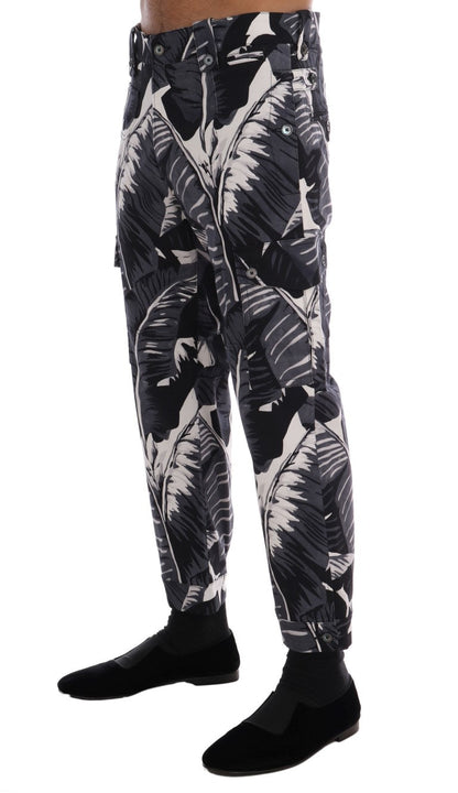 Gray Banana Leaf Cotton Pants Dolce & Gabbana