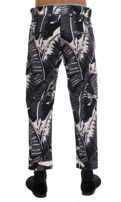 Gray Banana Leaf Cotton Pants Dolce & Gabbana