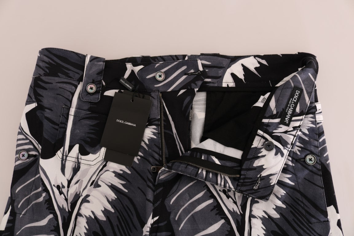 Gray Banana Leaf Cotton Pants Dolce & Gabbana