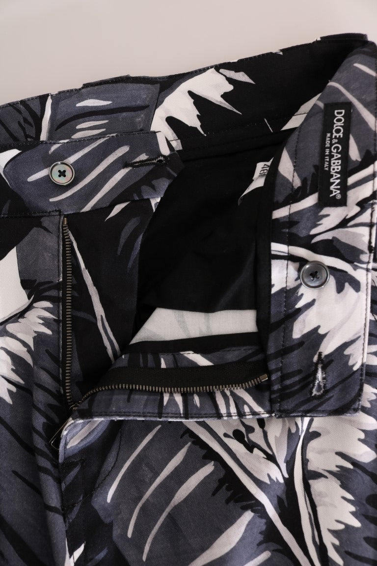 Gray Banana Leaf Cotton Pants Dolce & Gabbana