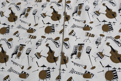 White Silk JAZZ Motive Print Shirt Dolce & Gabbana