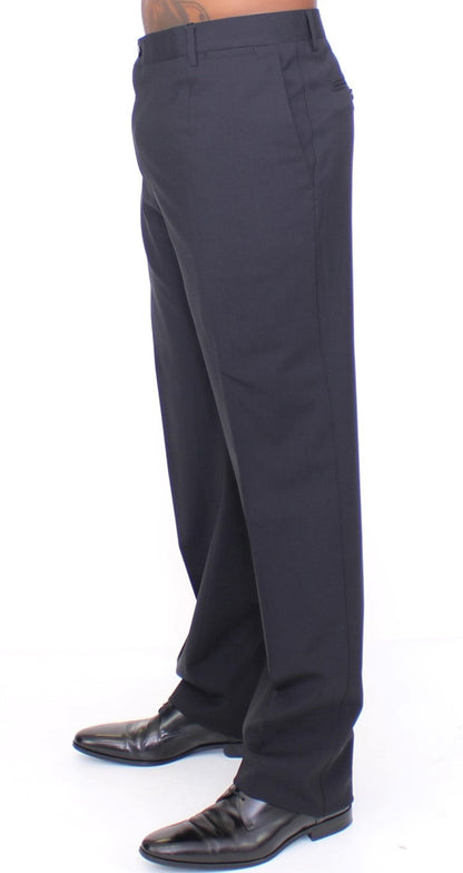 Black Wool Stretch Pleated Pants Dolce & Gabbana