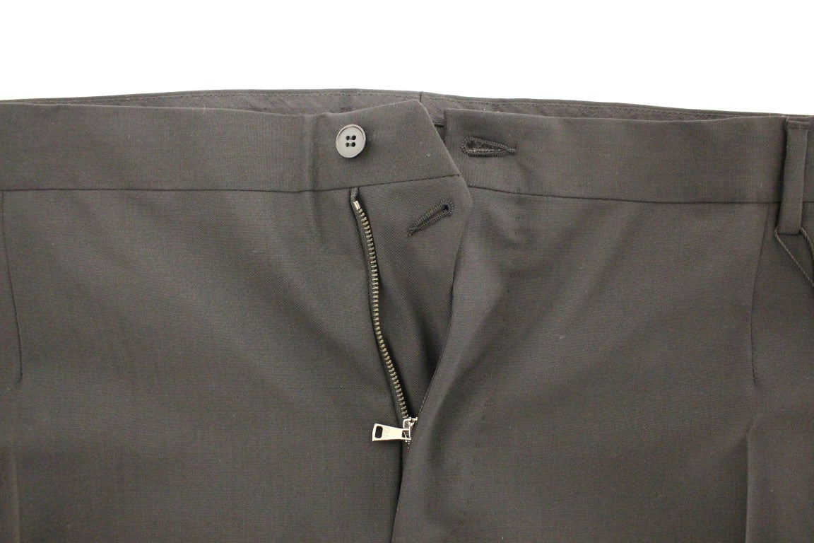Black Wool Stretch Pleated Pants Dolce & Gabbana