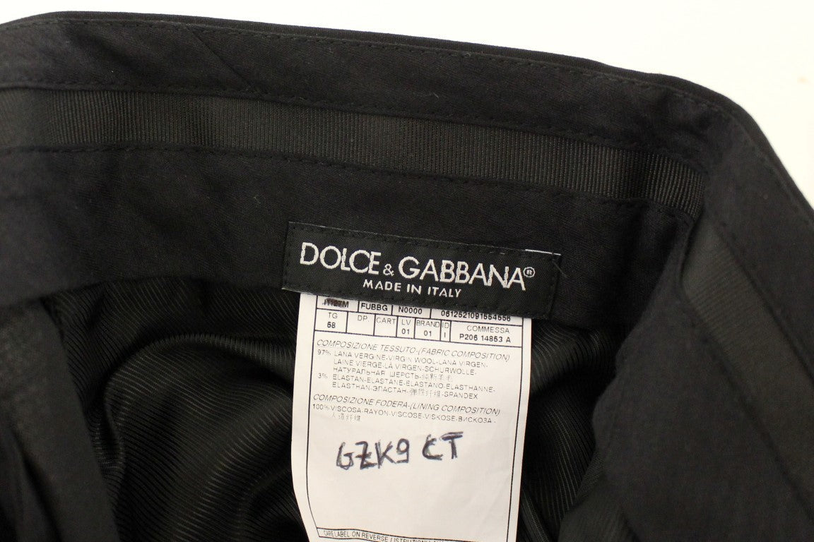 Black Wool Stretch Pleated Pants Dolce & Gabbana