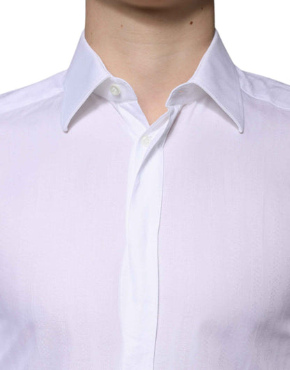 White Cotton Formal Men GOLD Dress Shirt