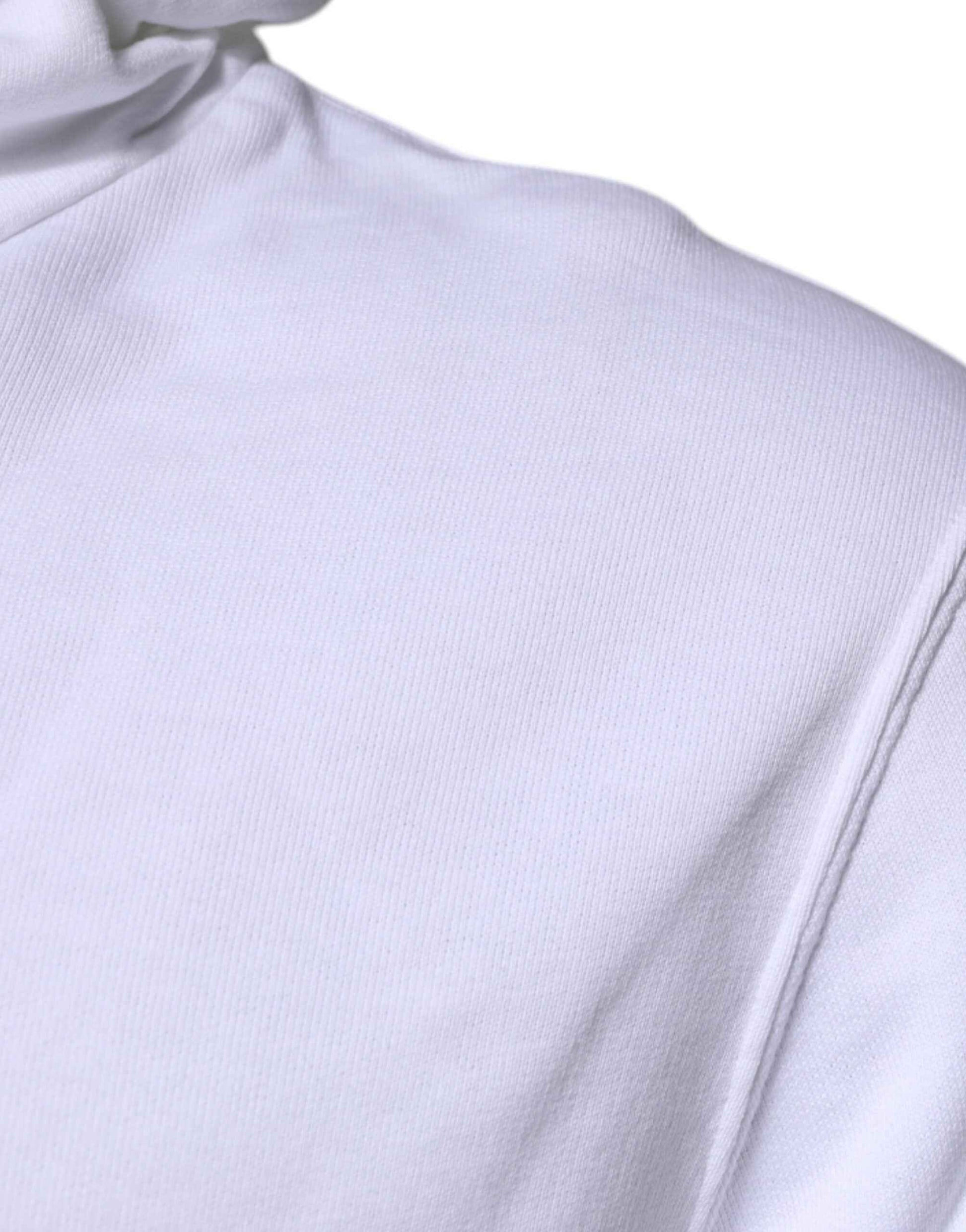 White Logo Hooded Pullover Sweatshirt Sweater