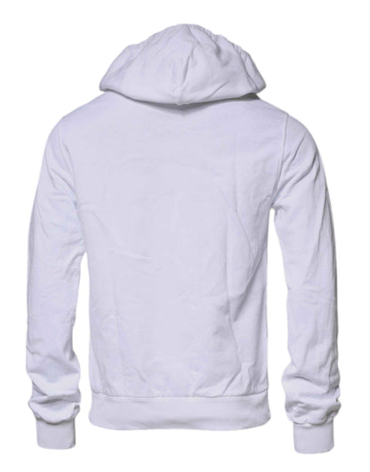 White Logo Hooded Pullover Sweatshirt Sweater