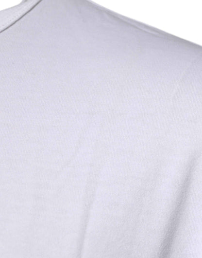 White Logo Embossed Cotton Crewneck T-shirt