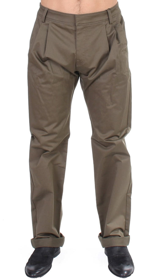 Green Cotton Stretch Comfort Fit Pants GF Ferre