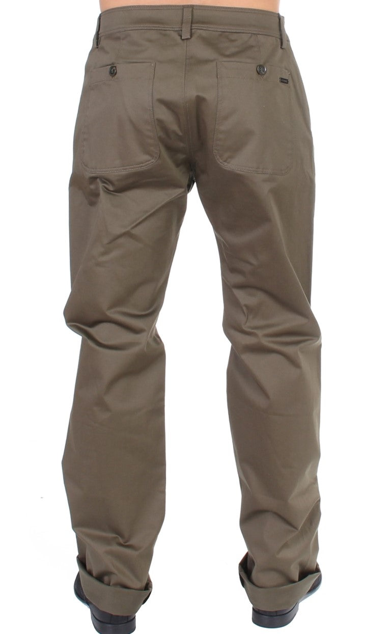 Green Cotton Stretch Comfort Fit Pants GF Ferre