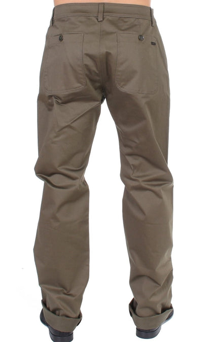 Green Cotton Stretch Comfort Fit Pants GF Ferre