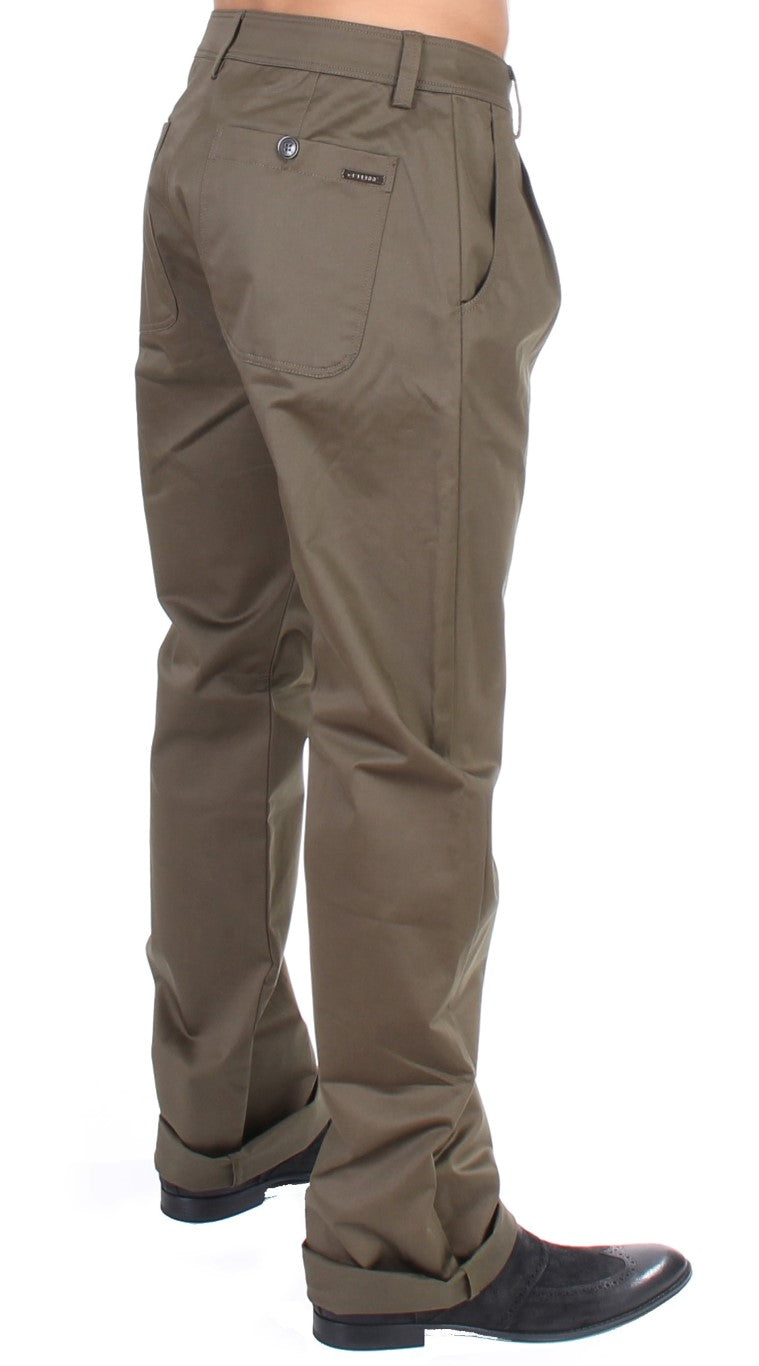 Green Cotton Stretch Comfort Fit Pants GF Ferre