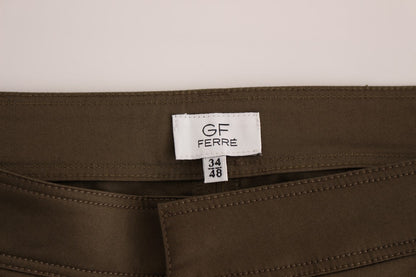 Green Cotton Stretch Comfort Fit Pants GF Ferre