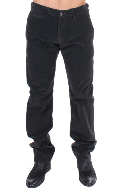 Black Corduroy Cotton Straight Fit Pants GF Ferre