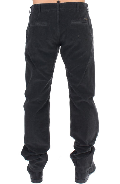 Black Corduroy Cotton Straight Fit Pants GF Ferre