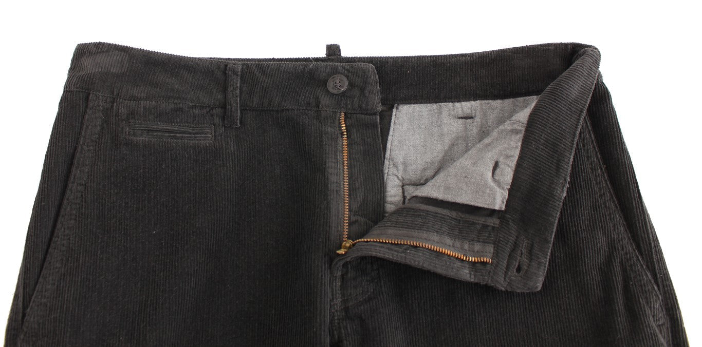 Black Corduroy Cotton Straight Fit Pants GF Ferre