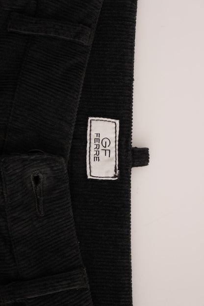 Black Corduroy Cotton Straight Fit Pants GF Ferre