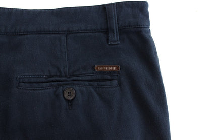 Blue Stretch Straight Fit Pants Chinos GF Ferre