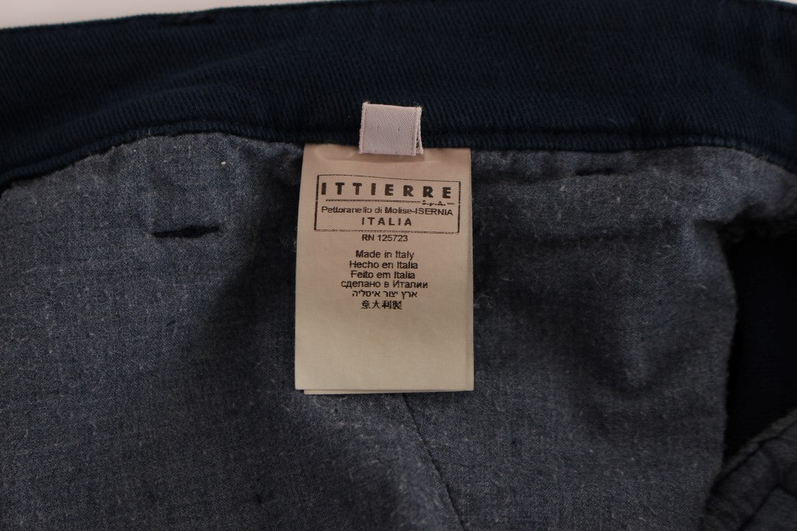 Blue Stretch Straight Fit Pants Chinos GF Ferre