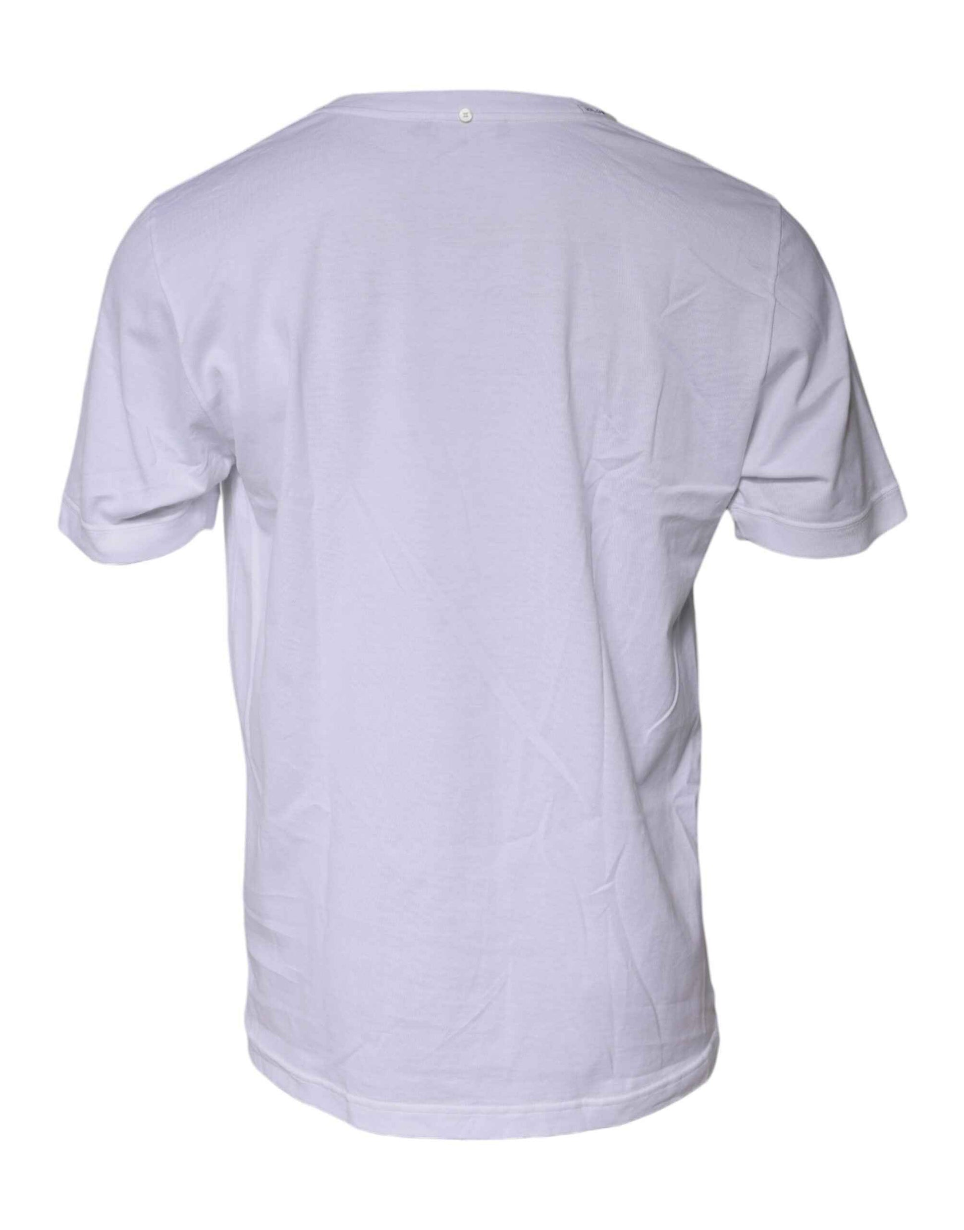 White Cotton Crew Neck Short Sleeves T-shirt