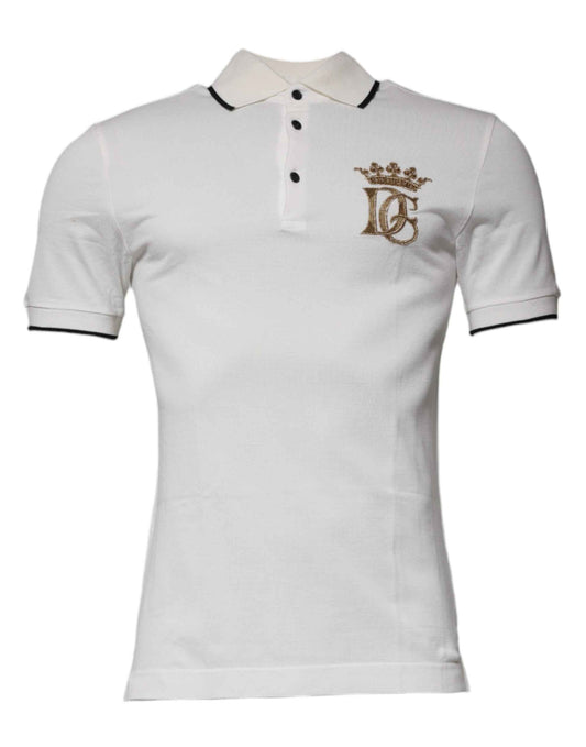 Off White Crown Cotton Collared Polo T-shirt