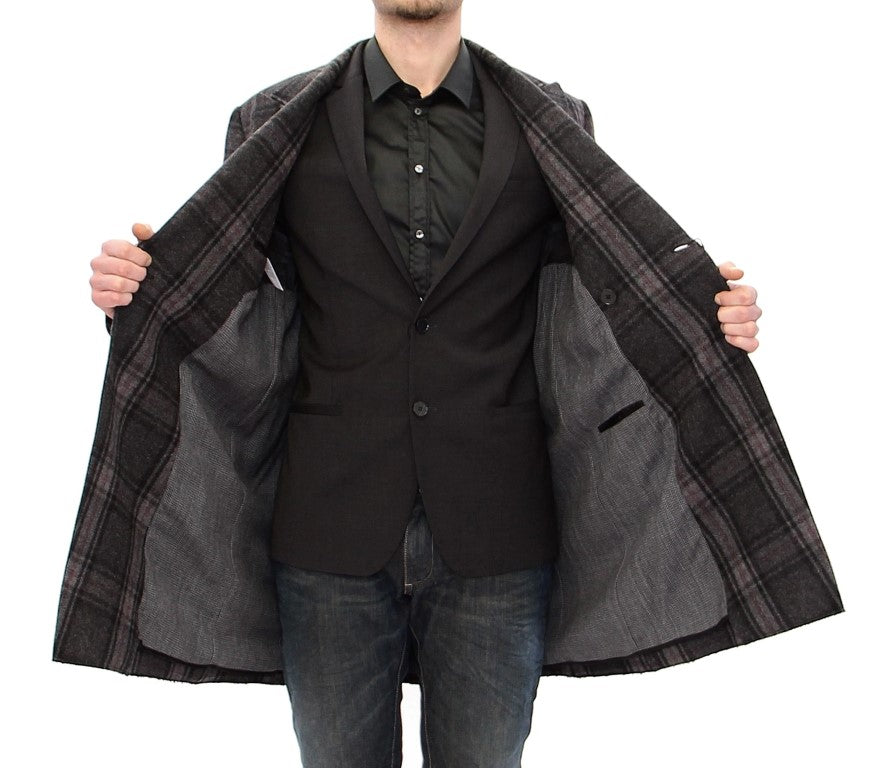 Gray Double Breasted Coat Jacket Dolce & Gabbana