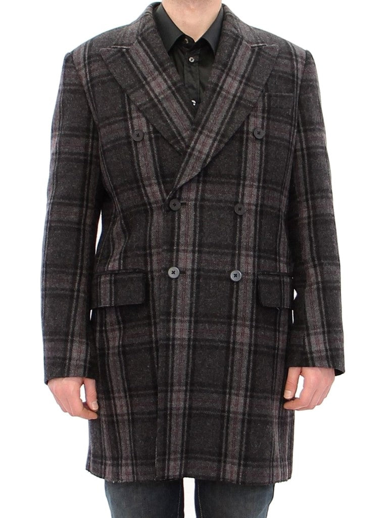 Gray Double Breasted Coat Jacket Dolce & Gabbana