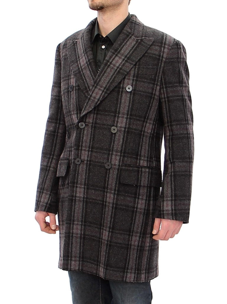 Gray Double Breasted Coat Jacket Dolce & Gabbana