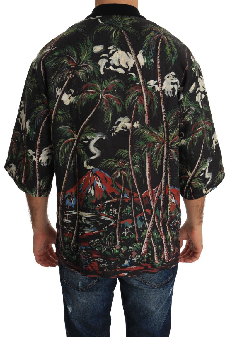 Black Volcano Sicily Short Sleeve T-Shirt Dolce & Gabbana