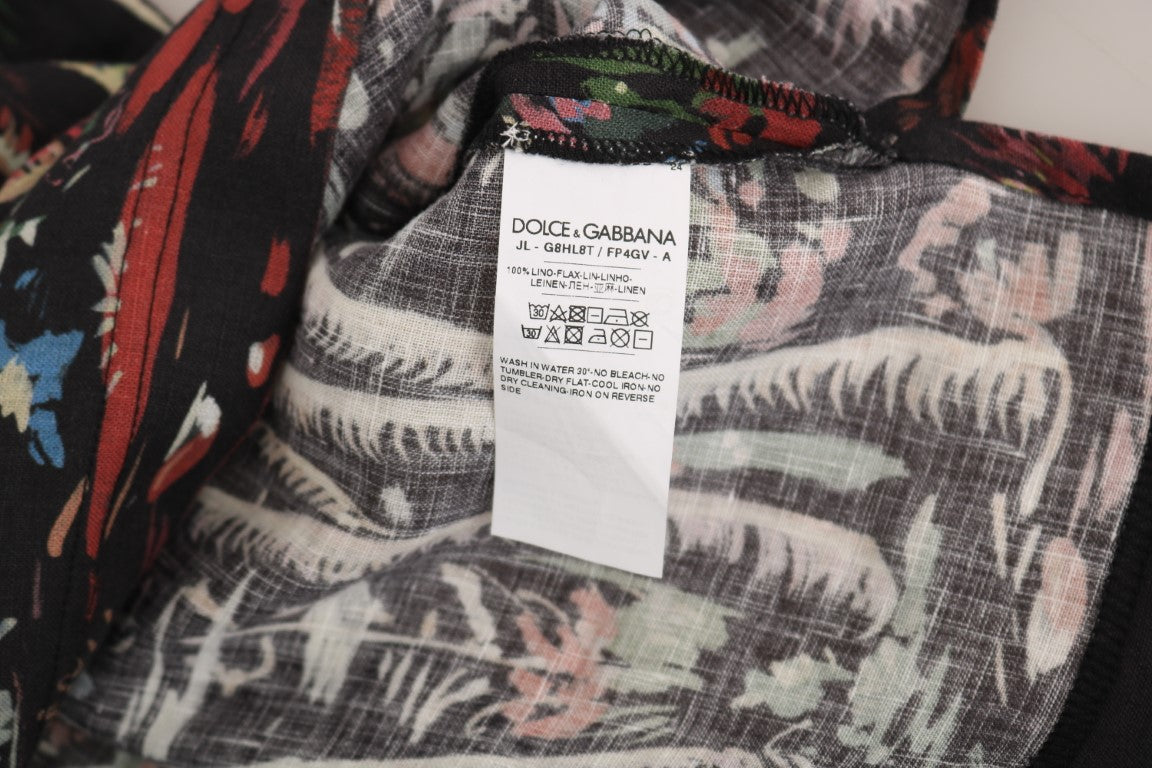 Black Volcano Sicily Short Sleeve T-Shirt Dolce & Gabbana