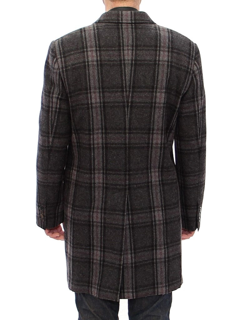 Gray Double Breasted Coat Jacket Dolce & Gabbana