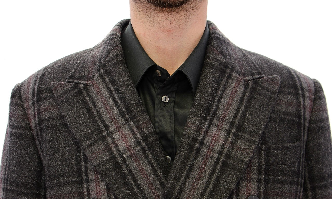 Gray Double Breasted Coat Jacket Dolce & Gabbana