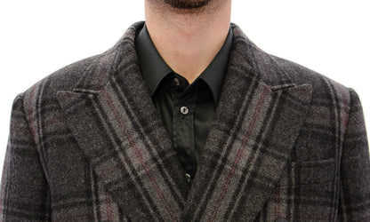 Gray Double Breasted Coat Jacket Dolce & Gabbana