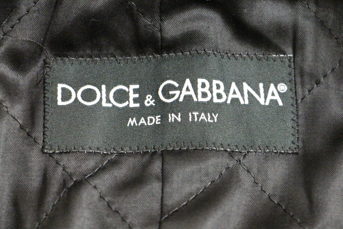 Gray Double Breasted Coat Jacket Dolce & Gabbana