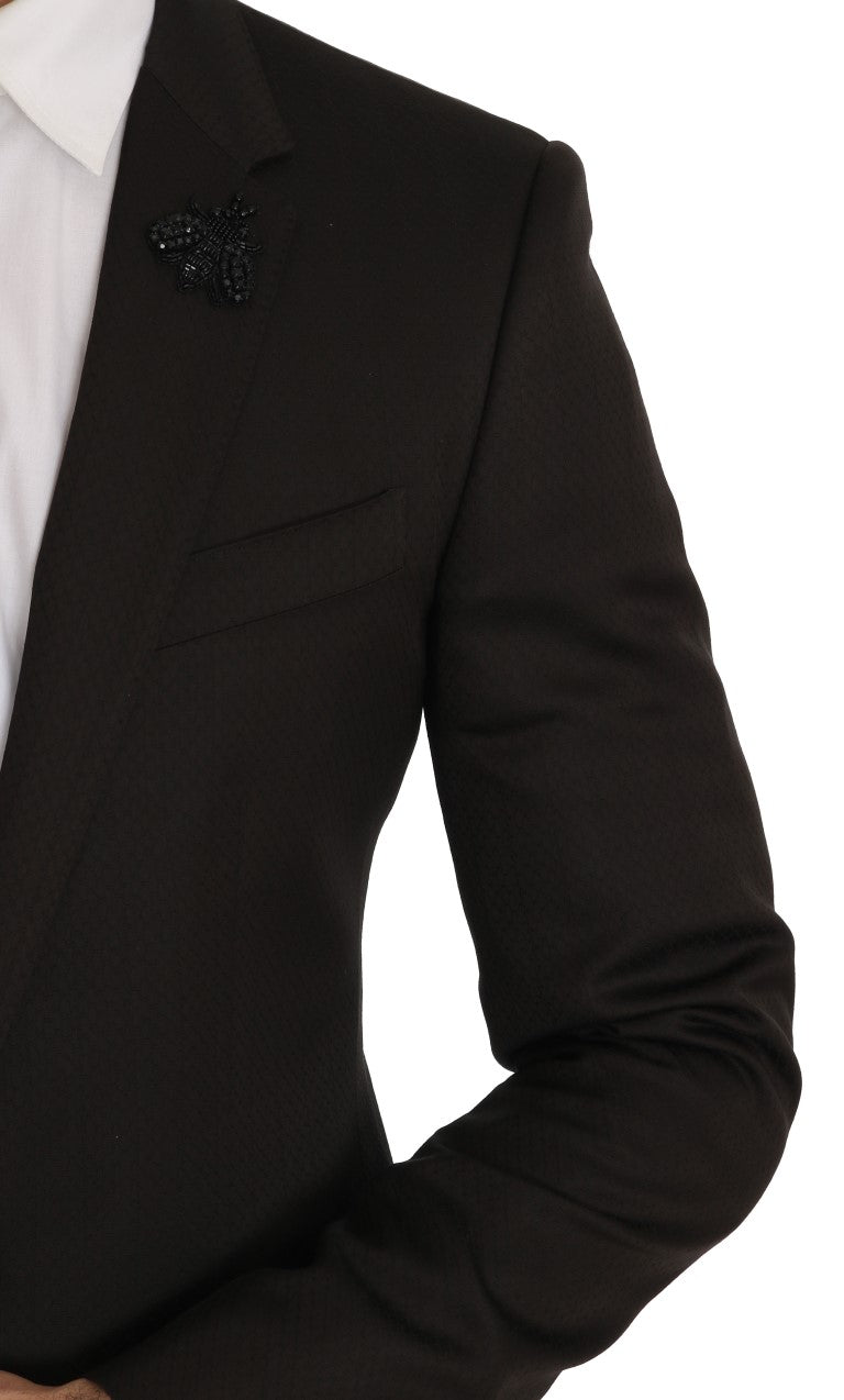 Brown Wool Crystal Bee Slim Fit MARTINI Dolce & Gabbana