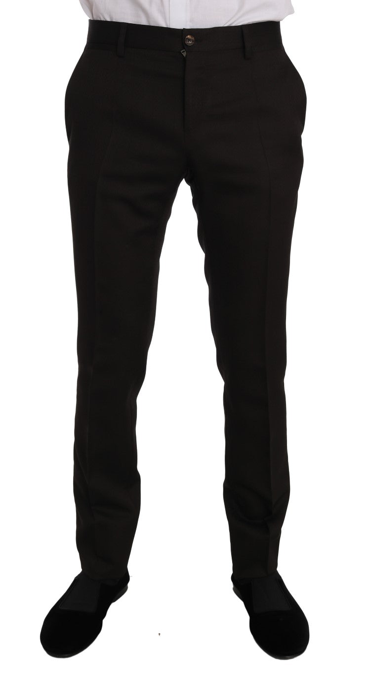 Brown Wool Crystal Bee Slim Fit MARTINI Dolce & Gabbana
