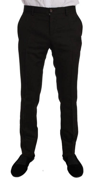 Brown Wool Crystal Bee Slim Fit MARTINI Dolce & Gabbana