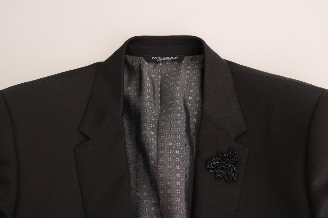 Brown Wool Crystal Bee Slim Fit MARTINI Dolce & Gabbana
