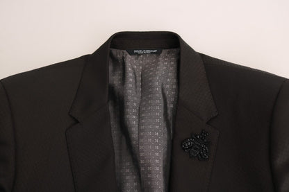 Brown Wool Crystal Bee Slim Fit MARTINI Dolce & Gabbana