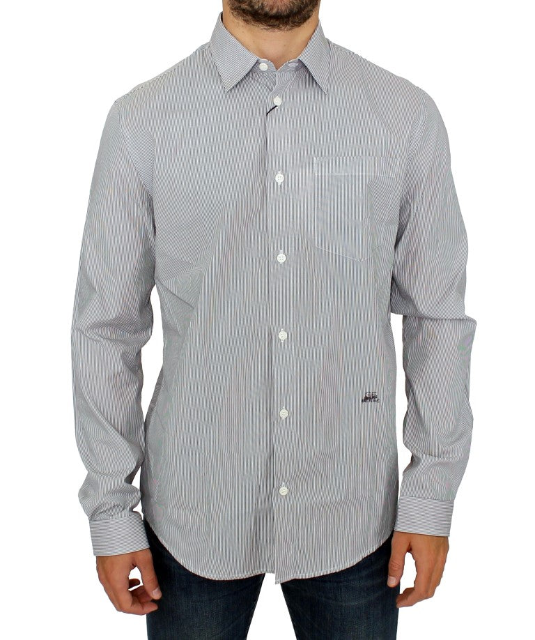 Gray Striped Cotton Casual Shirt GF Ferre