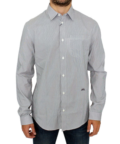 Gray Striped Cotton Casual Shirt GF Ferre