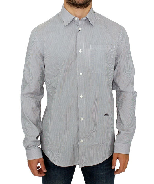 Gray Striped Cotton Casual Shirt GF Ferre