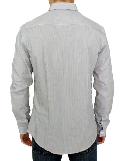 Gray Striped Cotton Casual Shirt GF Ferre