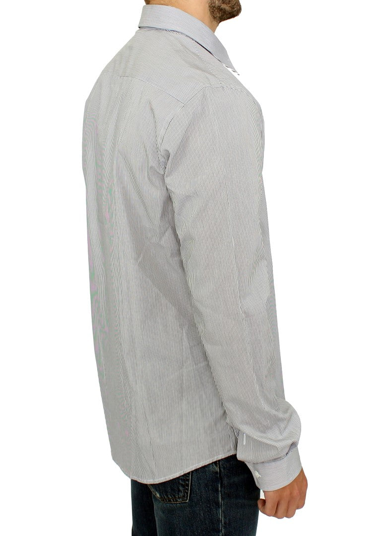 Gray Striped Cotton Casual Shirt GF Ferre