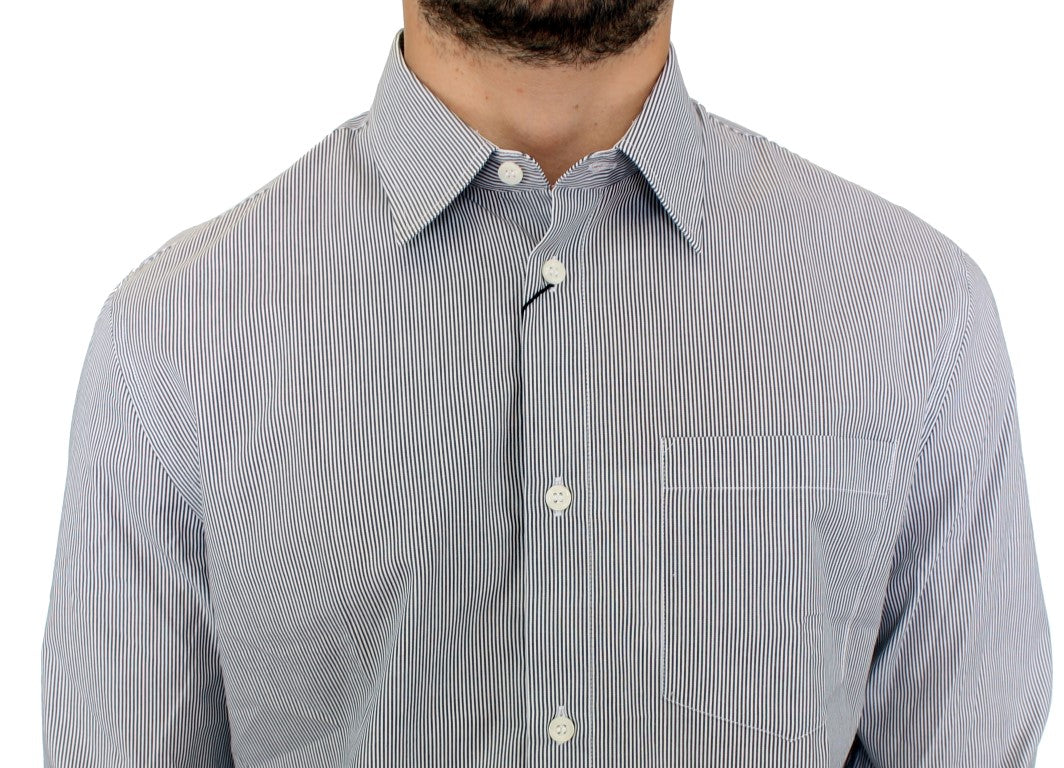 Gray Striped Cotton Casual Shirt GF Ferre