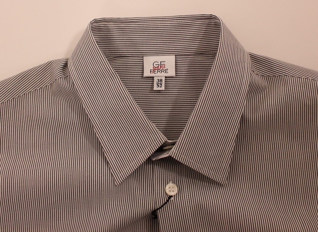 Gray Striped Cotton Casual Shirt GF Ferre