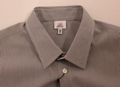 Gray Striped Cotton Casual Shirt GF Ferre